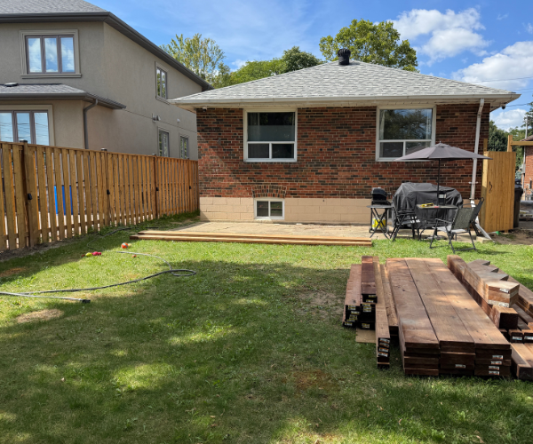 Deck post hole footings and ground excavation in Etobicoke by Noble General Contracting.